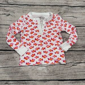 Roberta Roller Rabbit Pink & White Pima Cotton Fish Print Henley Size 12-18